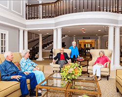 Senior People talking in a living room